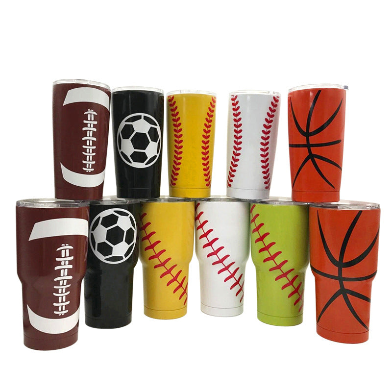 Baseball Pattern Stainless Steel Outdoor Vacuum Mug