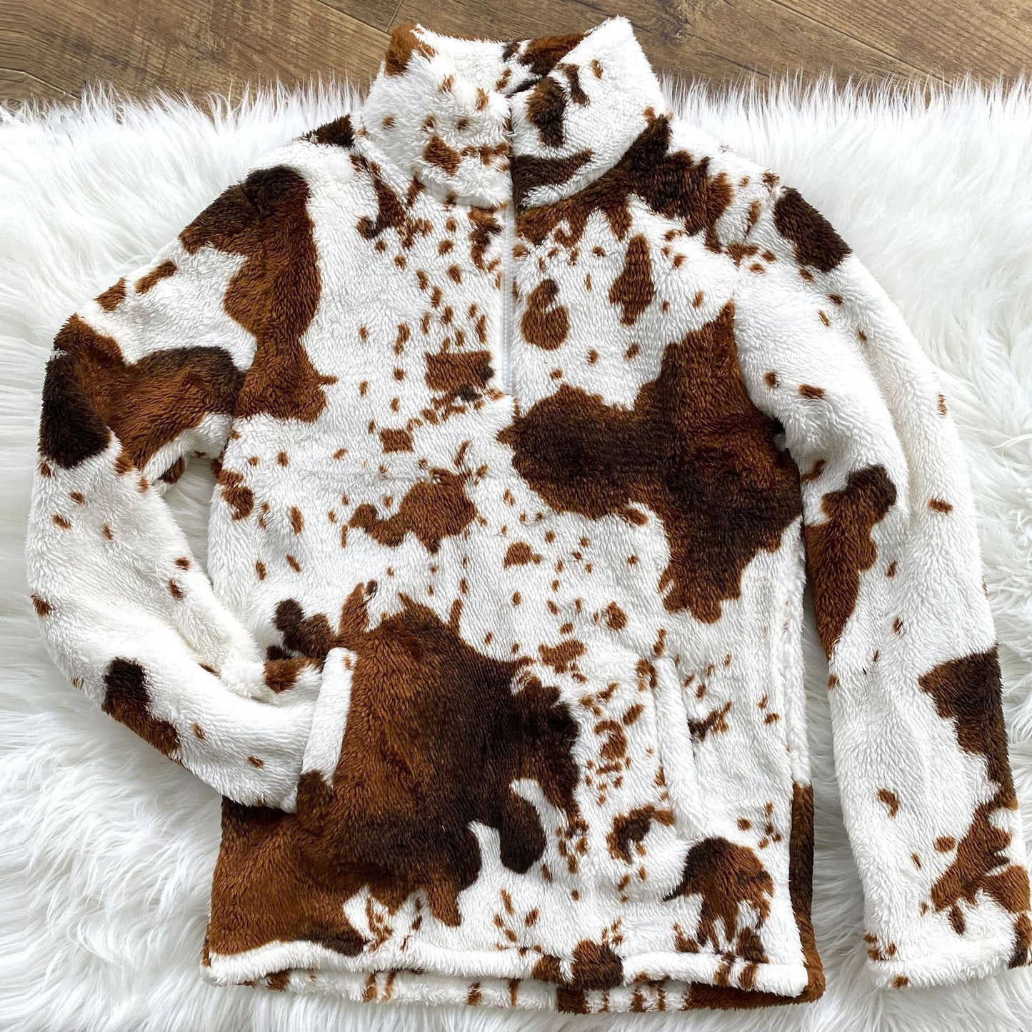 Plush Cow Zip Sweatshirt