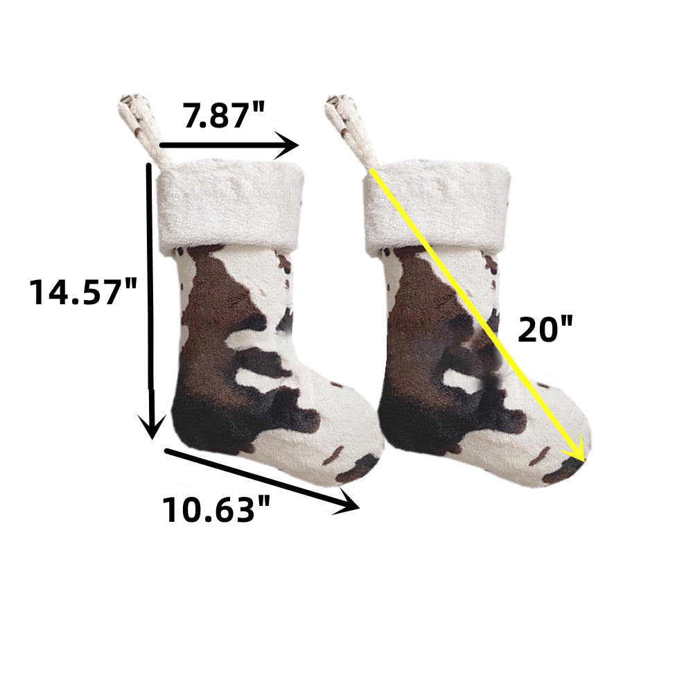 Christmas Cow Print Decorative Plush Socks