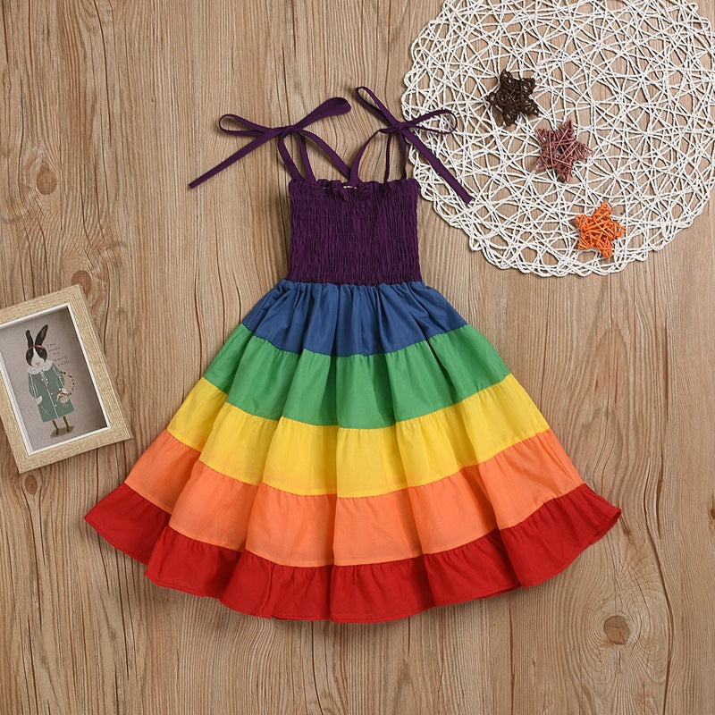 Sisters Rainbow Suspender Princess Dress