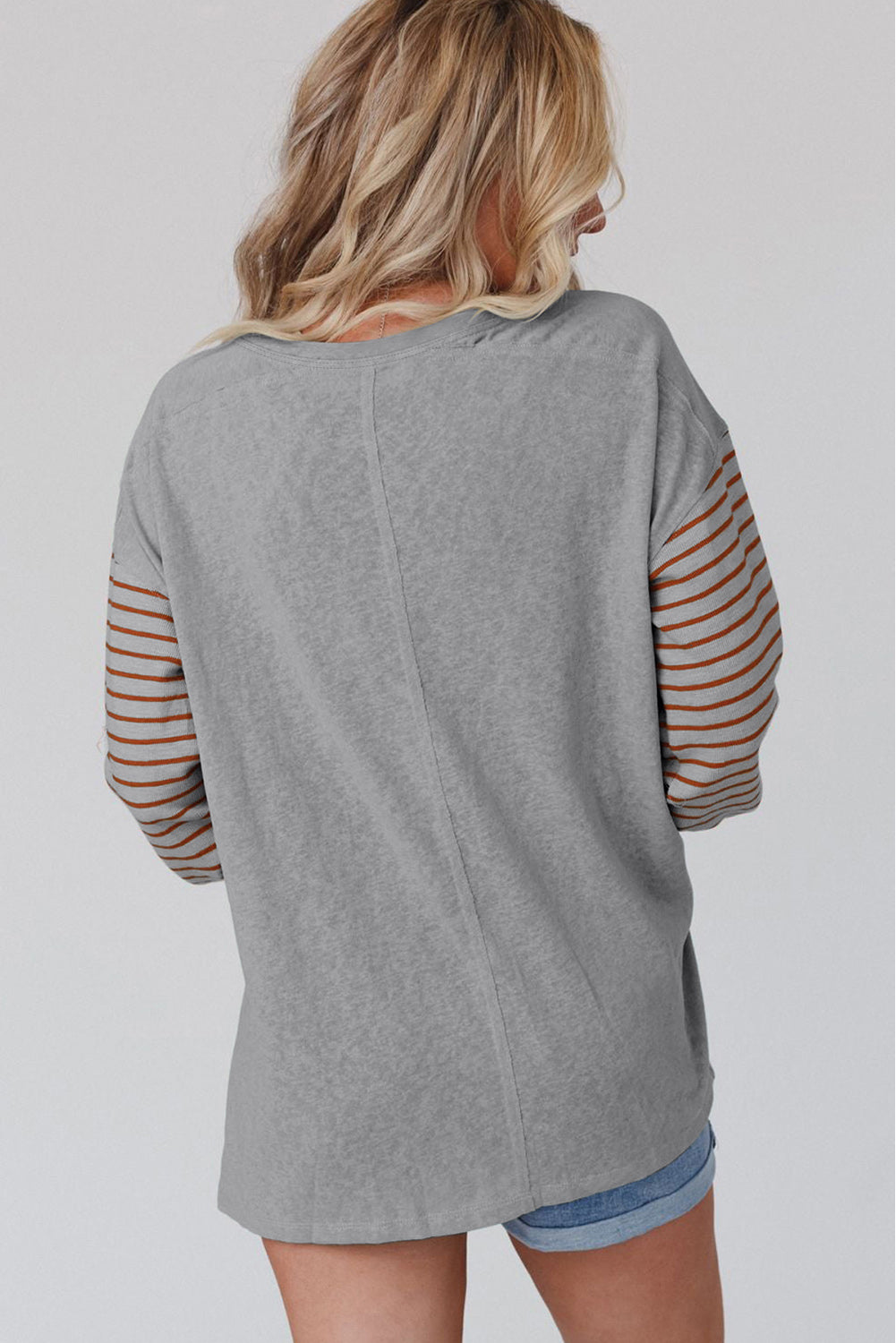 Colorblock Striped Bishop Sleeve Top