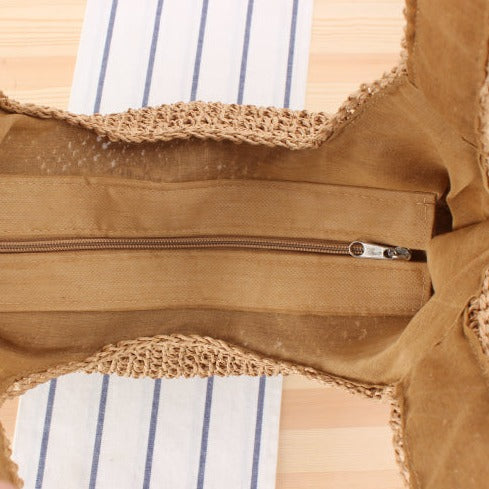 Women Straw Shoulder Bag Bucket Tote