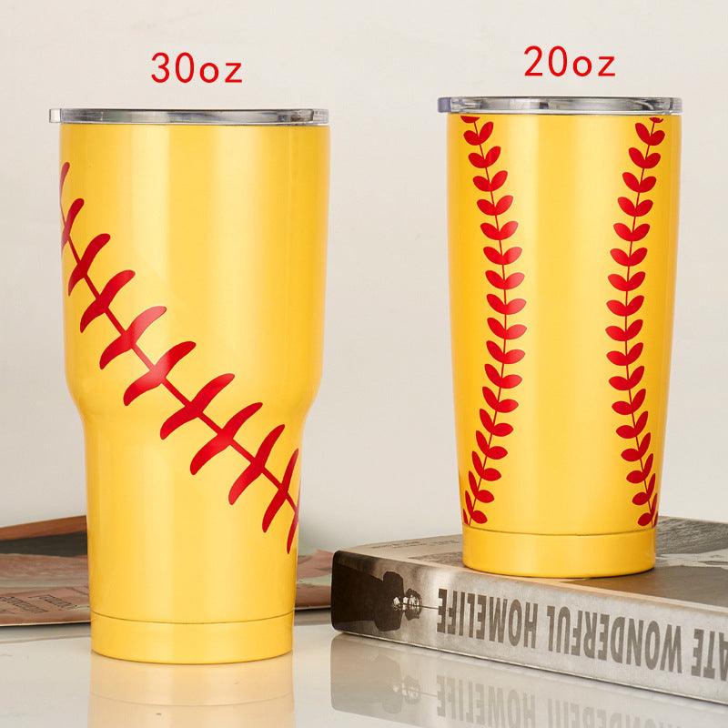 Baseball Pattern Stainless Steel Outdoor Vacuum Mug