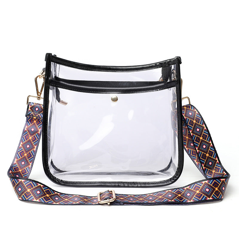 Transparent PVC Leopard Print Shoulder Strap Crossbody Bag