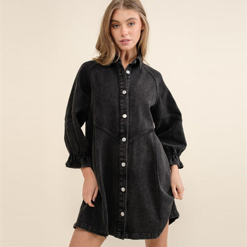 LET'S GO GIRLS DENIM SHIRT DRESS