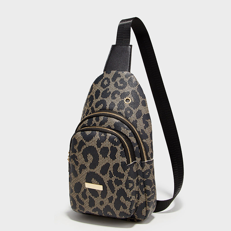 Leopard Double Layer Crossbody Chest Bag