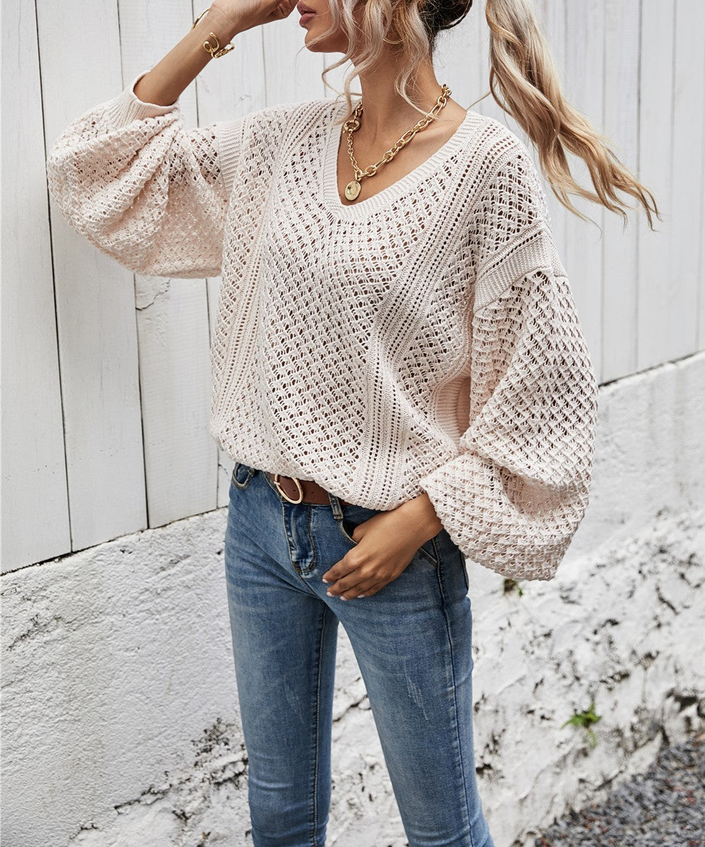 Loose Pullover Cutout Sweater