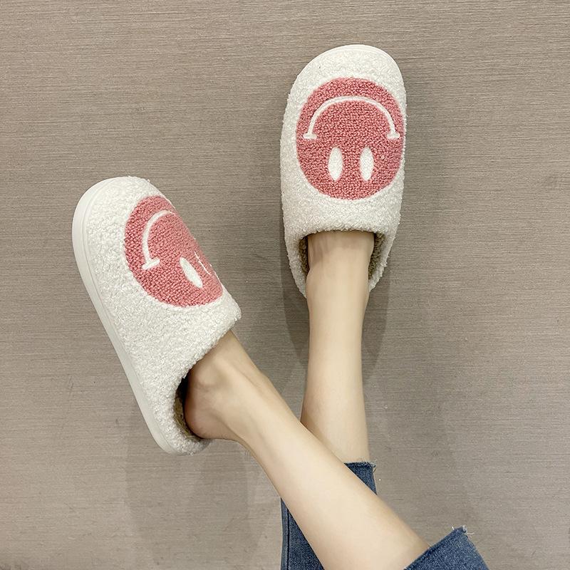 Women's Smiling Face Plush Home Slippers