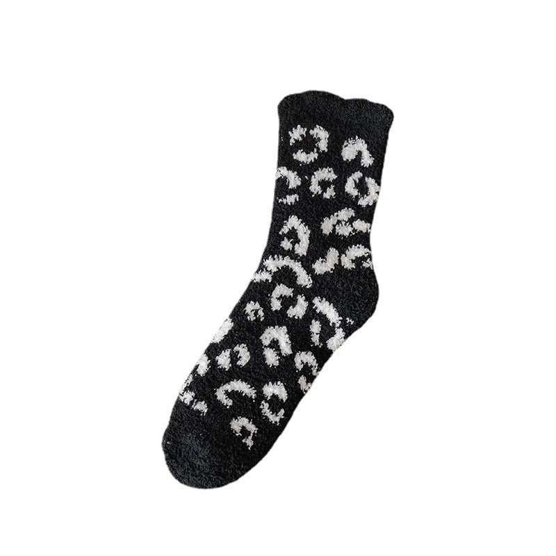 Leopard Coral Fleece Socks|12pc