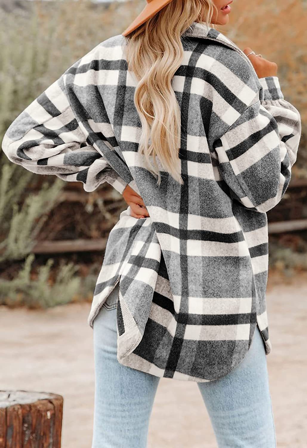 Plaid Button Flannel Wool Shirt Jacket