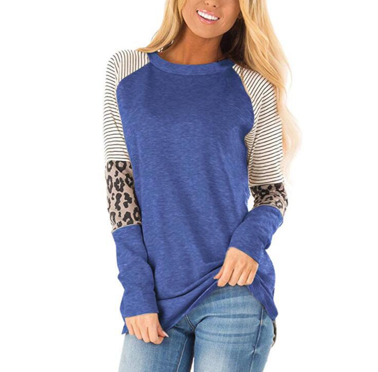 Leopard Print Round Neck Long Sleeve T-shirt