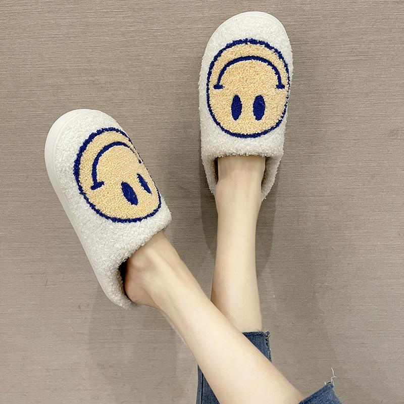 Women's Smiling Face Plush Home Slippers