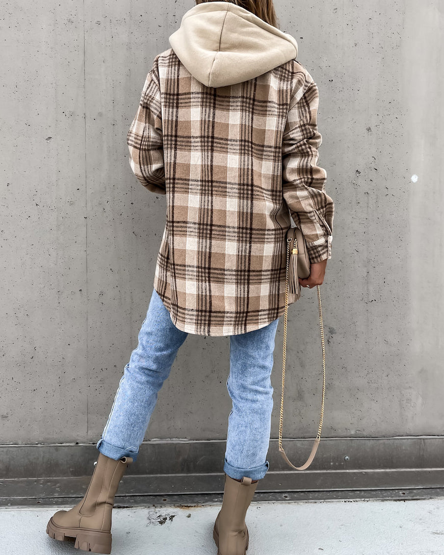 Hooded (removable) Wool Plaid Jacket