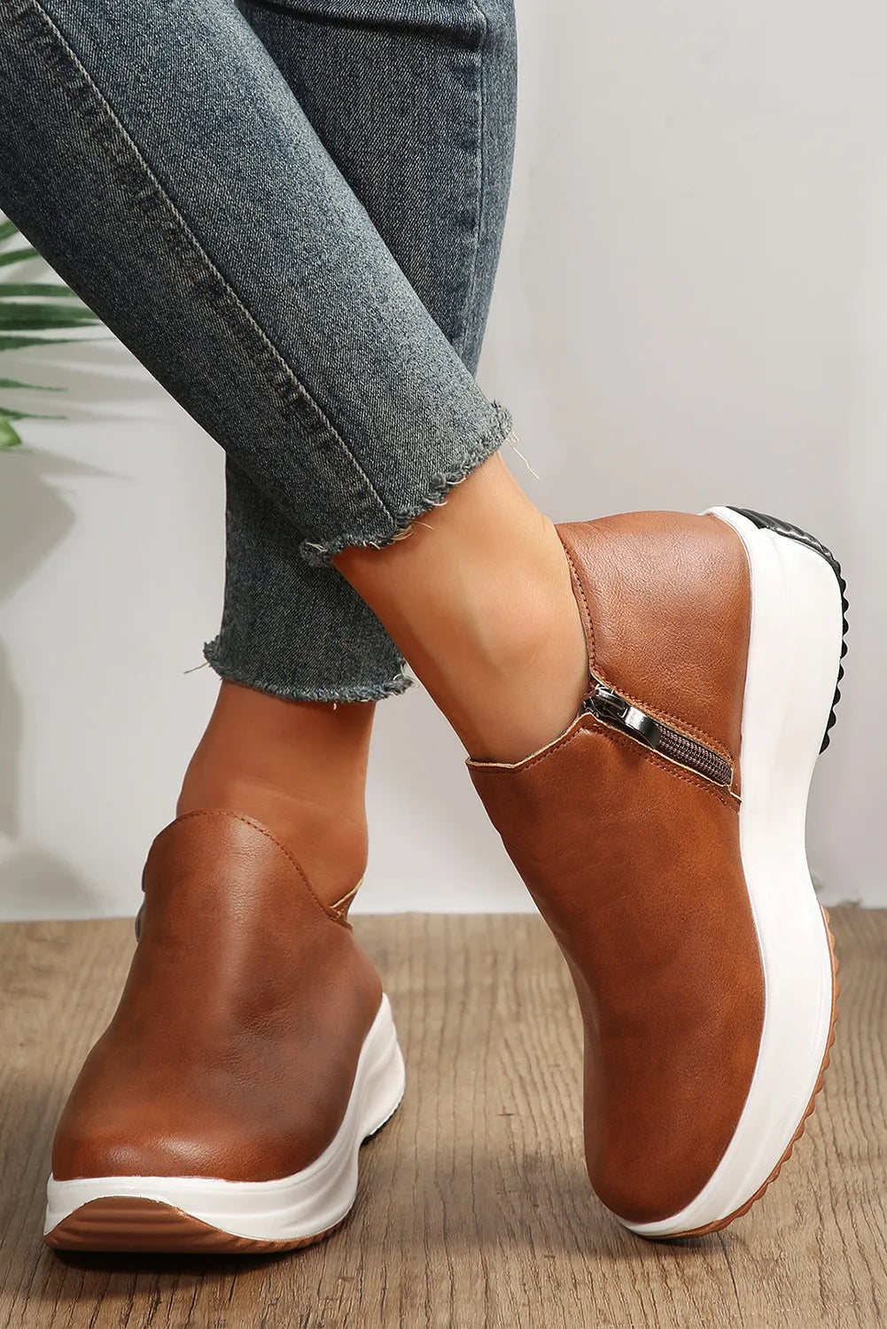 Round Toe Platform Ankle Boots