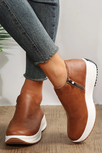 Round Toe Platform Ankle Boots