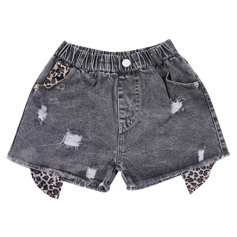 Kid's Leopard Print Denim Shorts