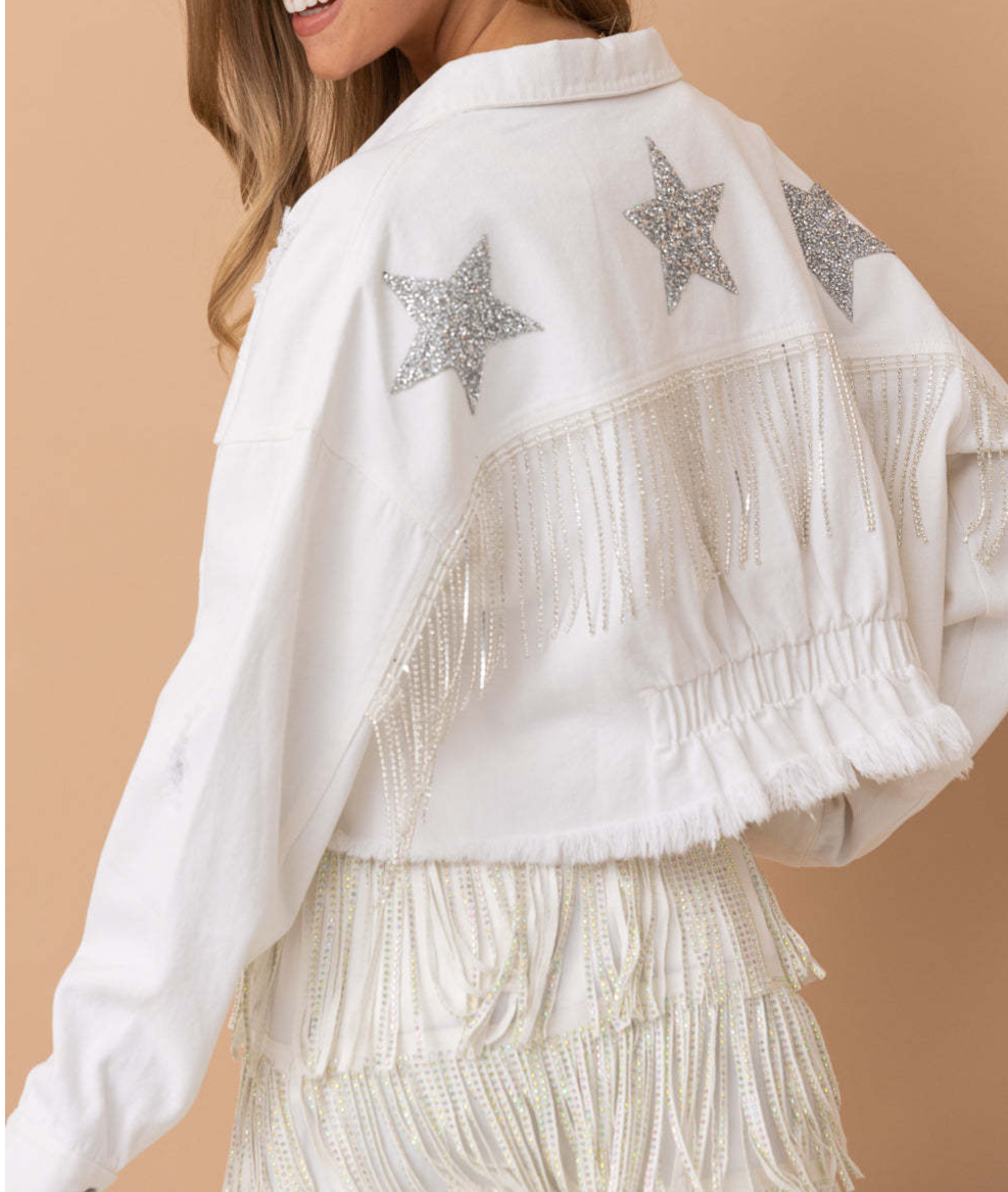 Fringed Frayed Denim Jacket