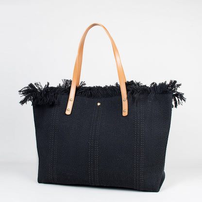 Fringed Embroidered Beach Bag