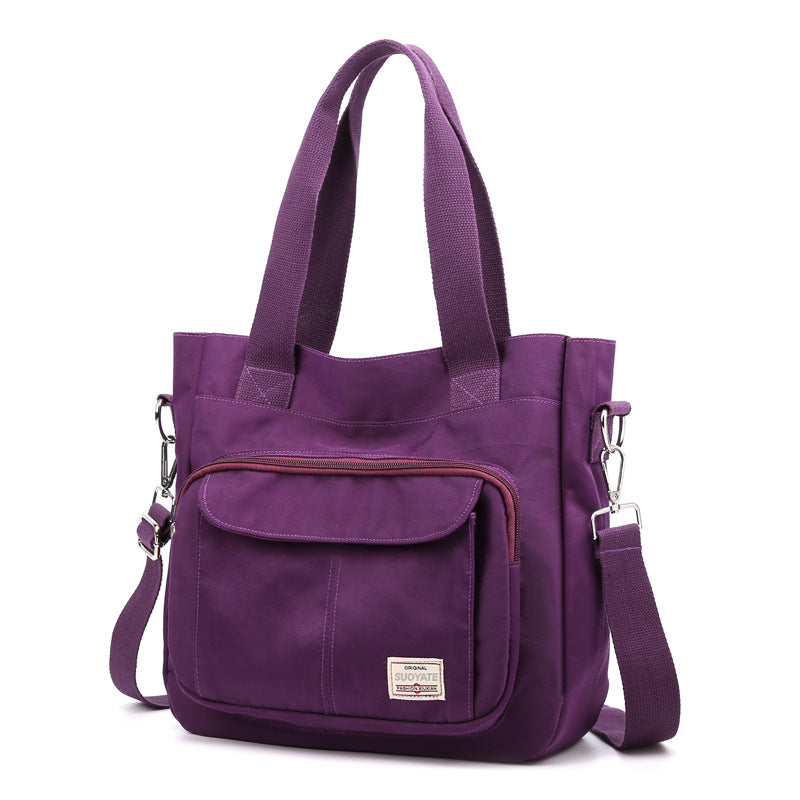 Multi Pockets Zipped Large Canvas Shoulder Bag