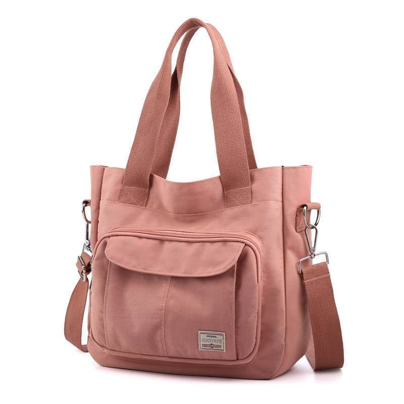 Multi Pockets Zipped Large Canvas Shoulder Bag