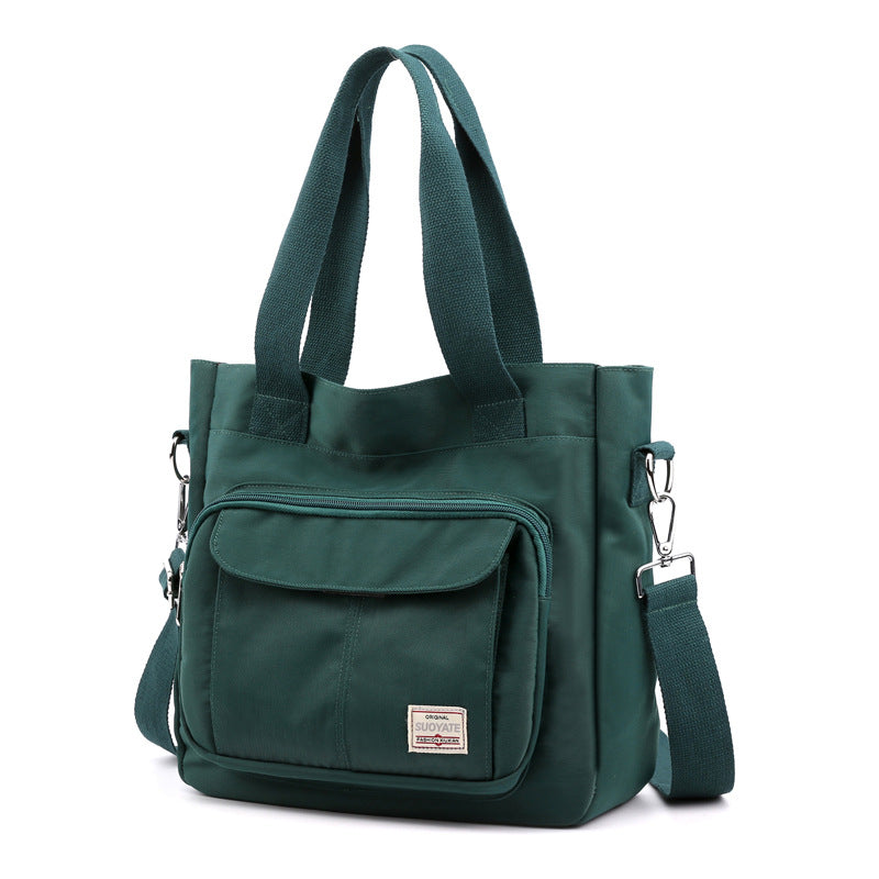 Multi Pockets Zipped Large Canvas Shoulder Bag