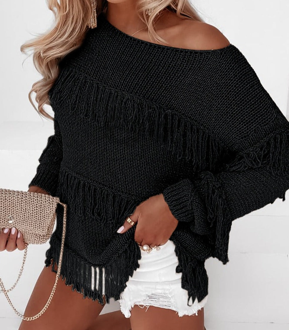 Boho Tasseled Knitted Sweater