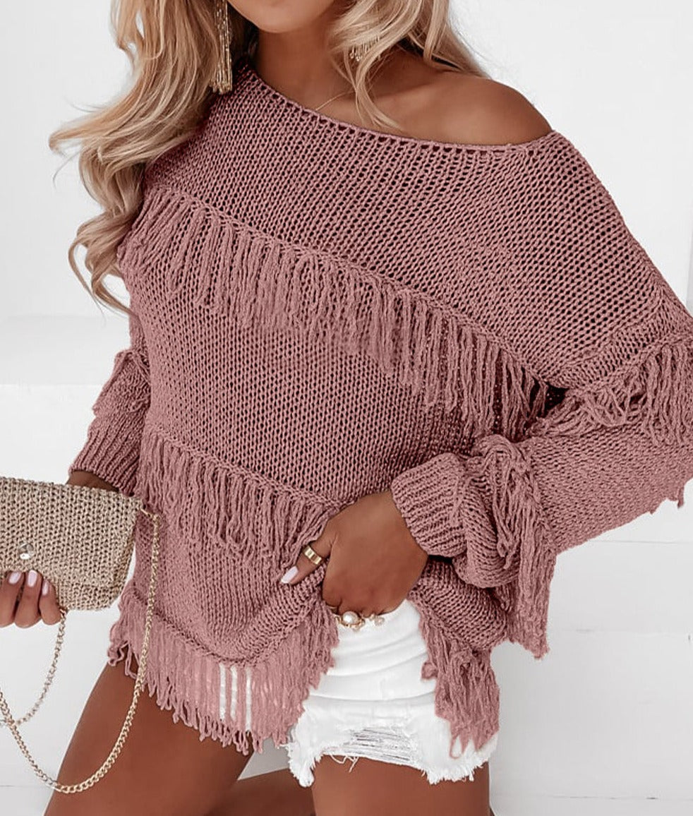 Boho Tasseled Knitted Sweater