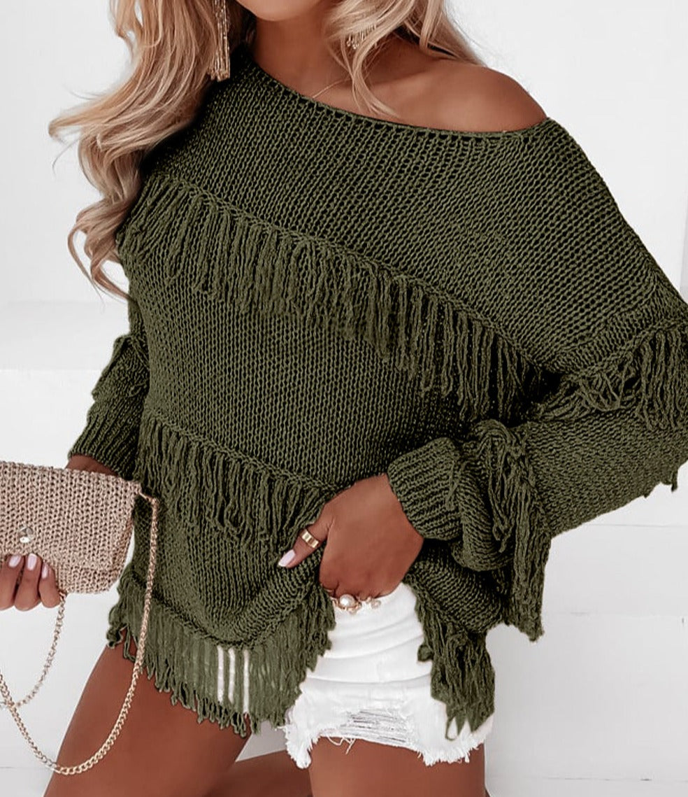 Boho Tasseled Knitted Sweater