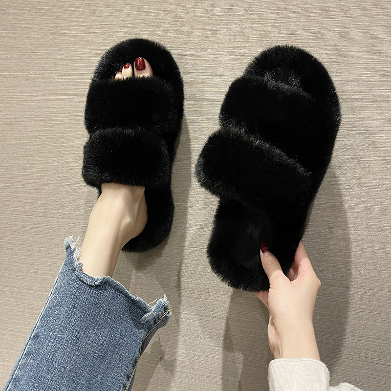 Fluffy Double Band Slippers