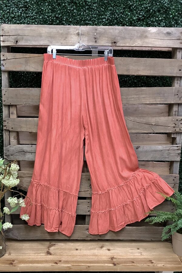 Ruffle Wide Leg Casual Pants