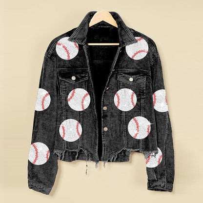 Corduroy Sequins Baseball Jacket