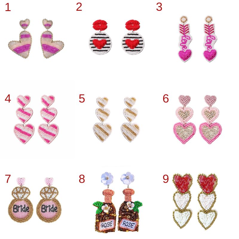 Valentine's Day Rice Bead Braided Earrings(moq:2)