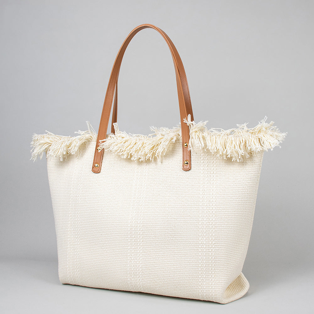 Fringed Embroidered Beach Bag