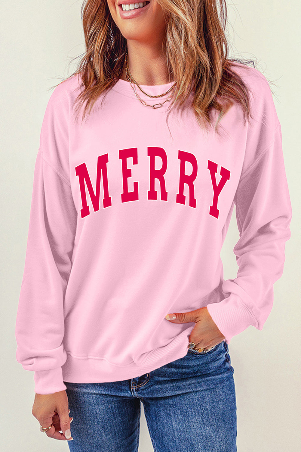 Pink MERRY Loose Fit Sweatshirt