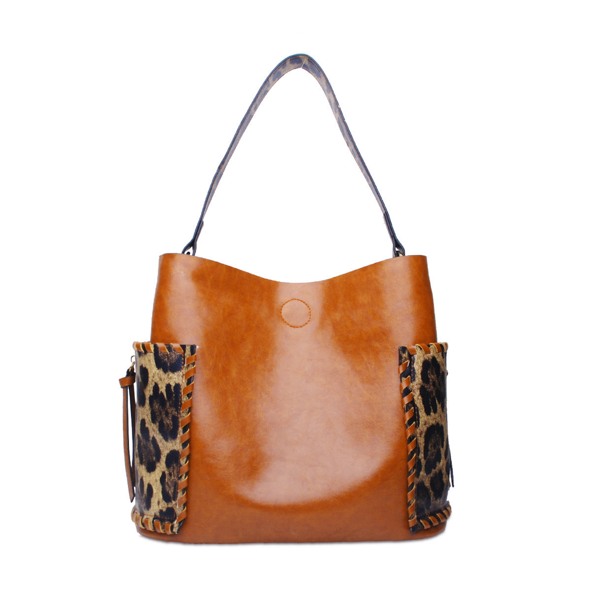 Leopard Print PU Magnetic Buckle Shoulder Bag