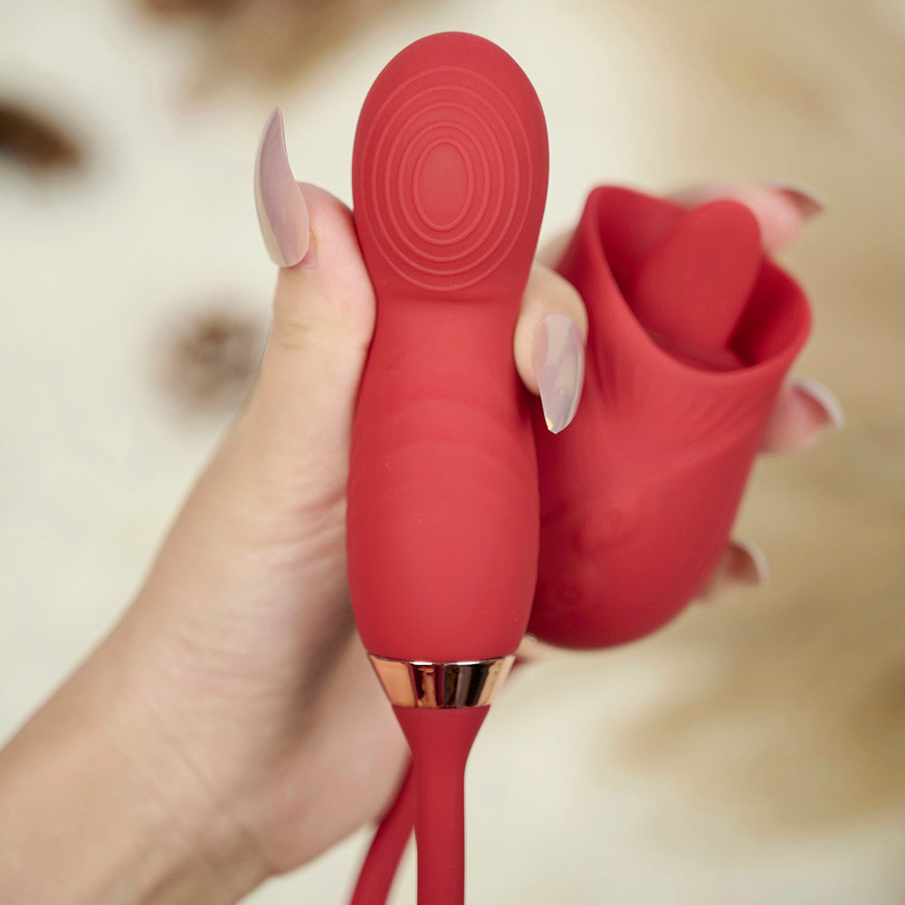 RTS-Rose Toy Tongue With Fingerprint Vibrator-Red