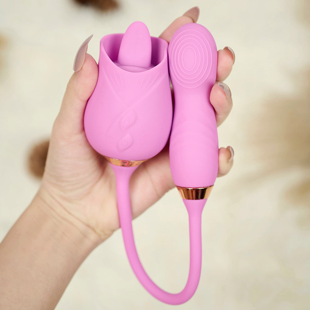 Rose Toy Tongue With Fingerprint Vibrator-Light Purple