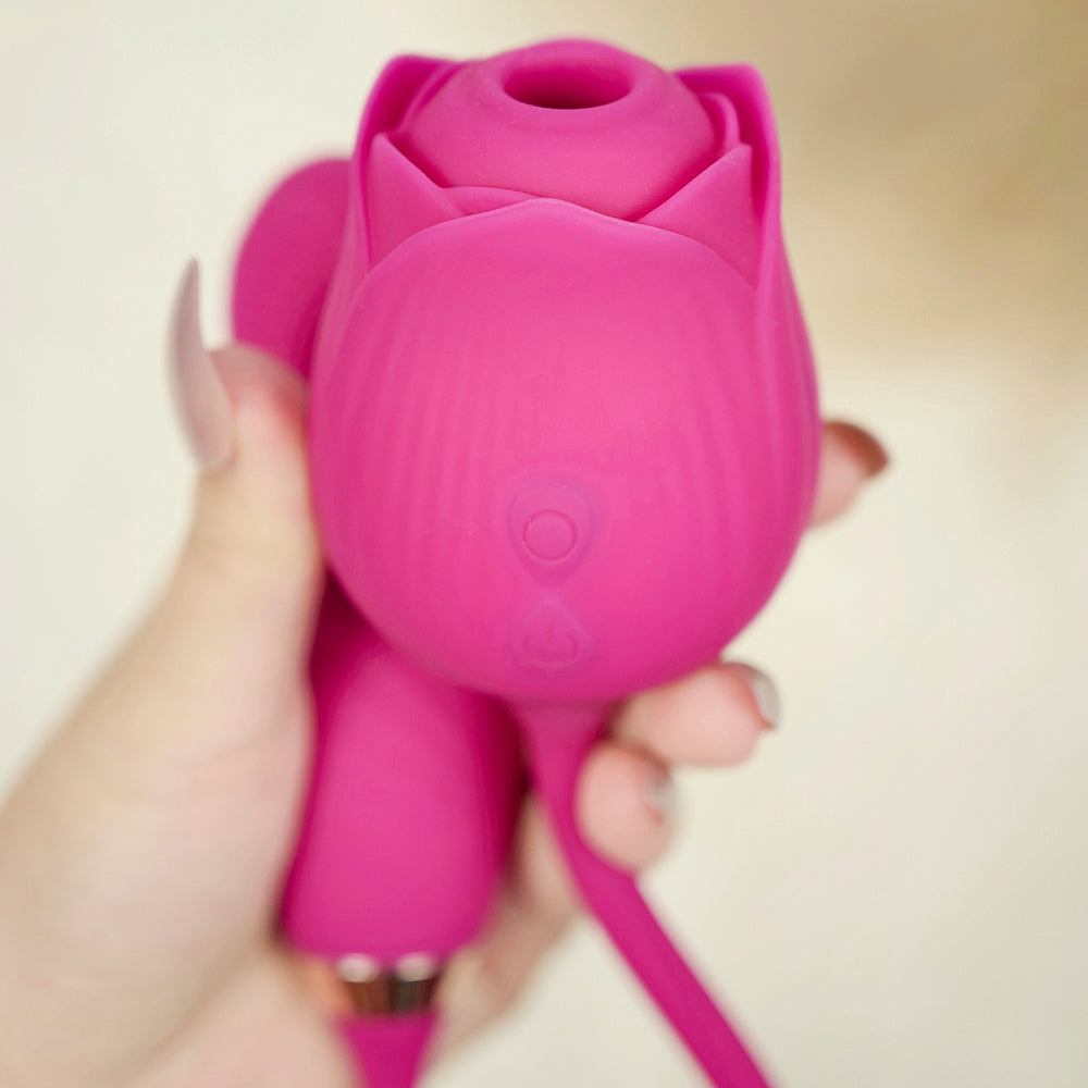 Rose Toy With Fingerprint Vibrator-Purple Red