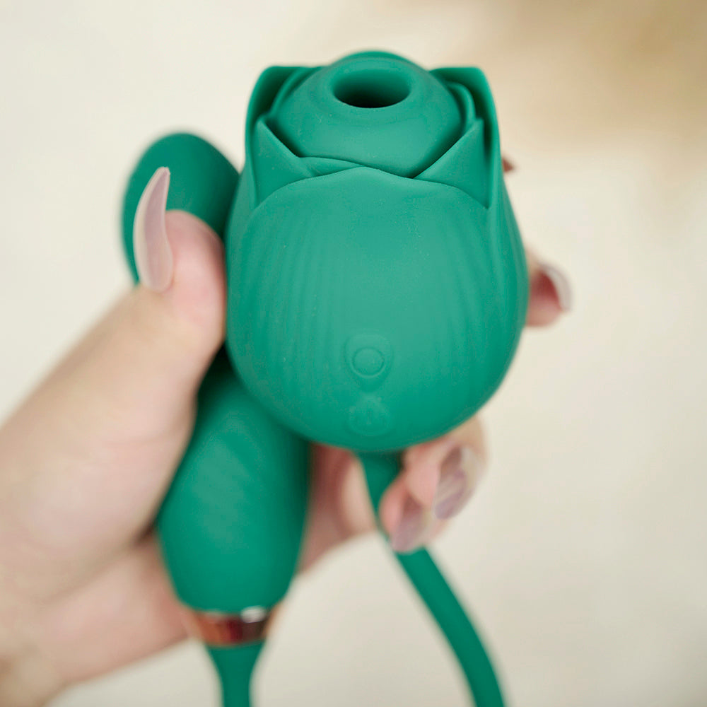 Rose Toy With Fingerprint Vibrator-Green