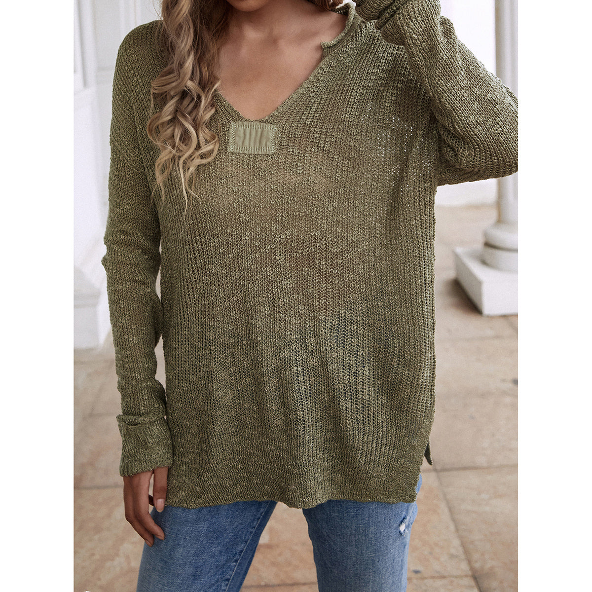 V-neck Knitted Loose Sweater