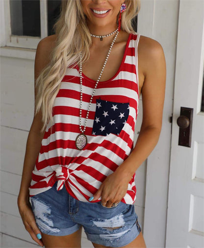 Pocket Red Stars & Stripes Tank Top