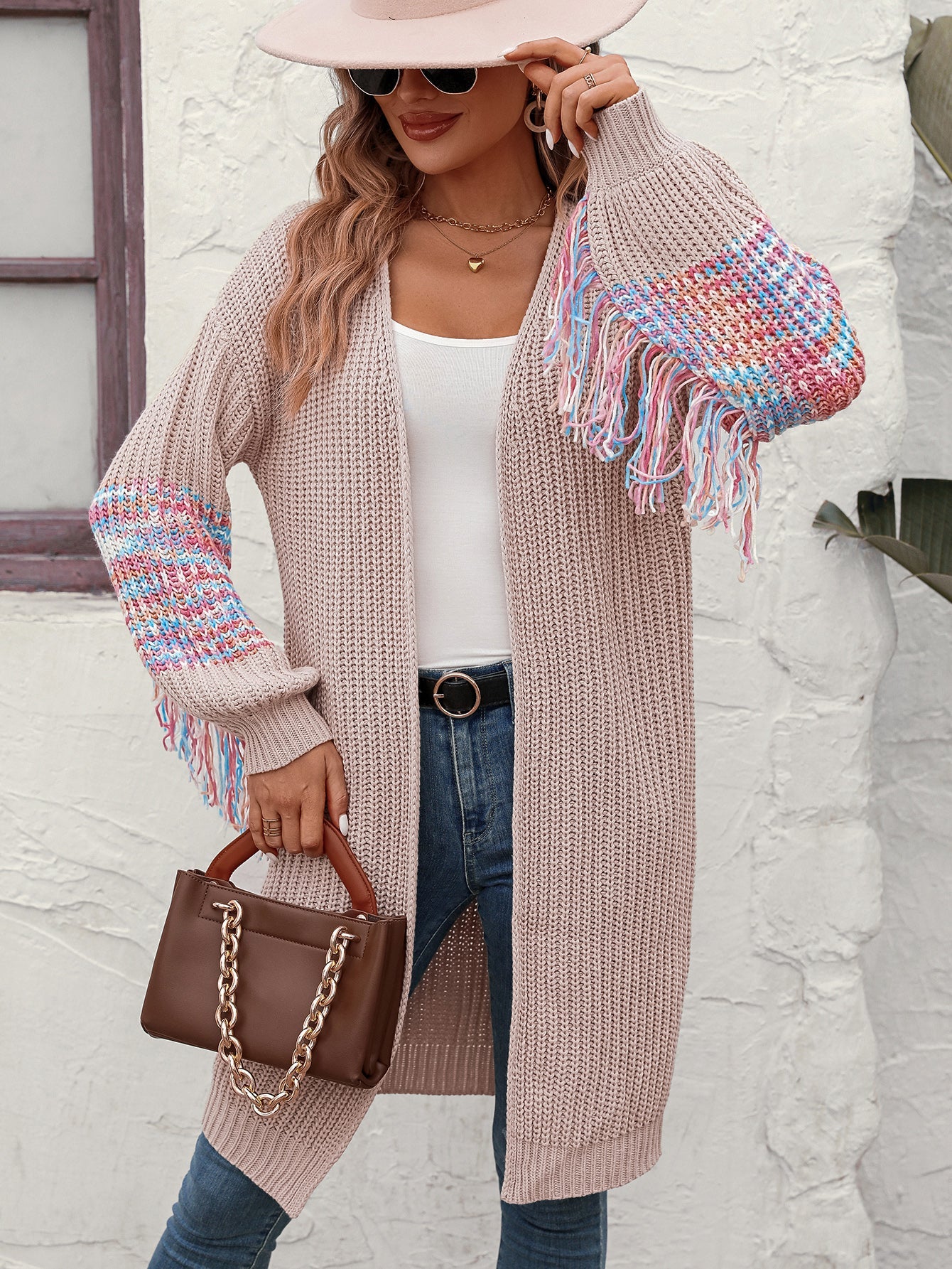 Long Fringed Knit Cardigan