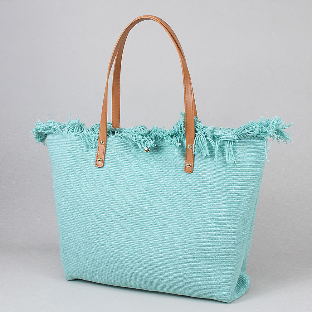 Fringed Embroidered Beach Bag