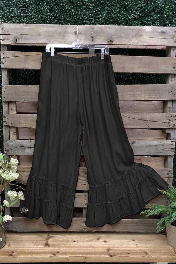 Ruffle Wide Leg Casual Pants