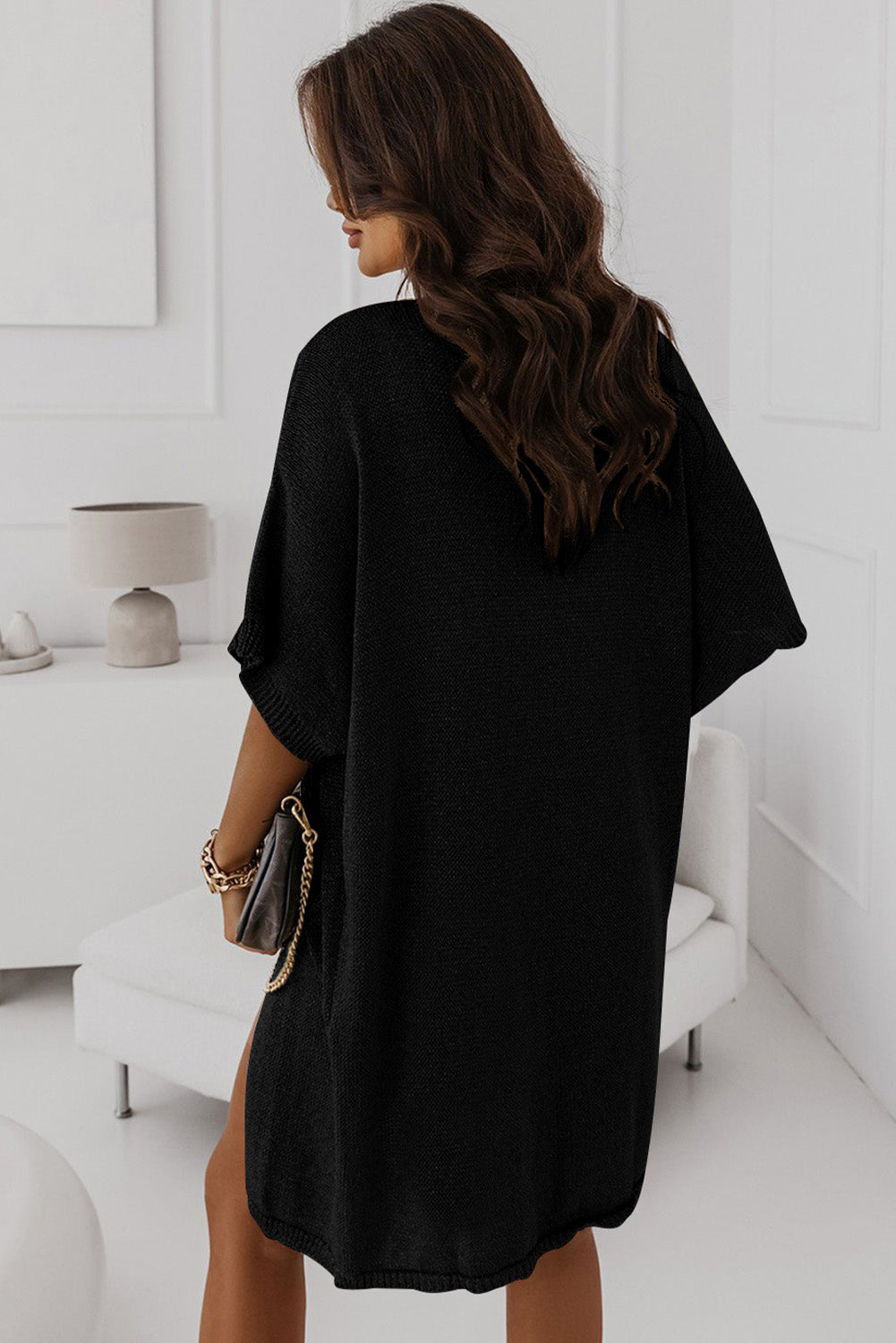 Half Sleeve Pocketed Long Cardigan