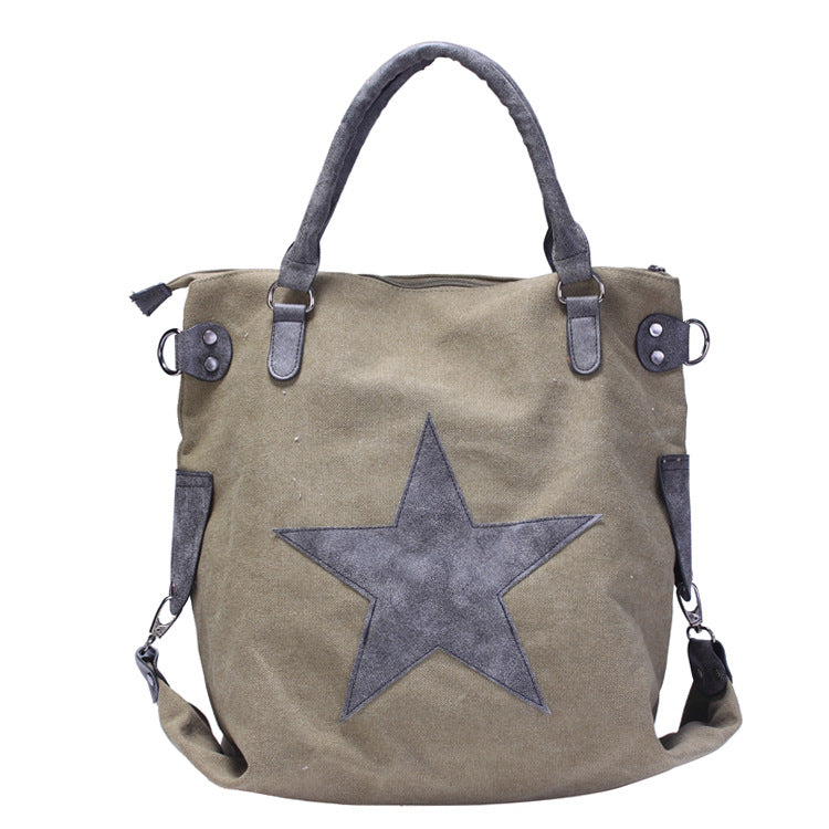 Casual Five-pointed Star Canvas Tote Bag