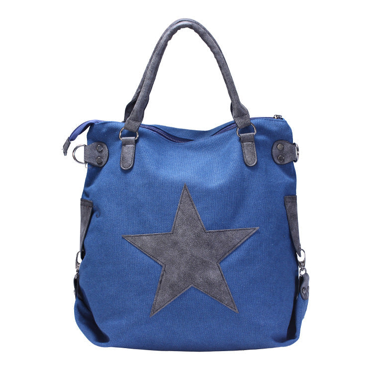 Casual Five-pointed Star Canvas Tote Bag