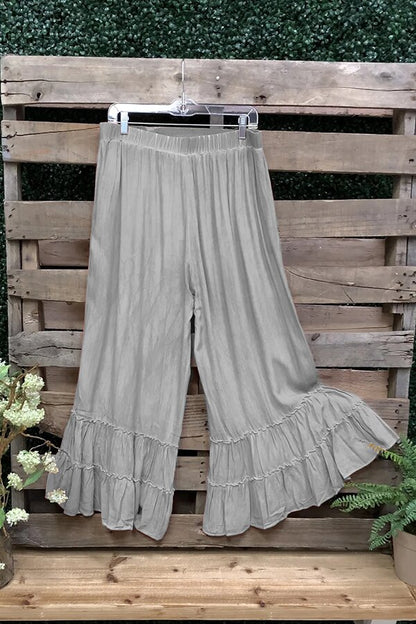 Ruffle Wide Leg Casual Pants