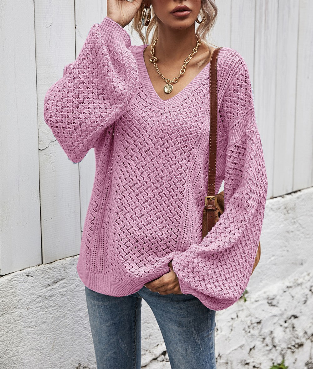 Loose Pullover Cutout Sweater