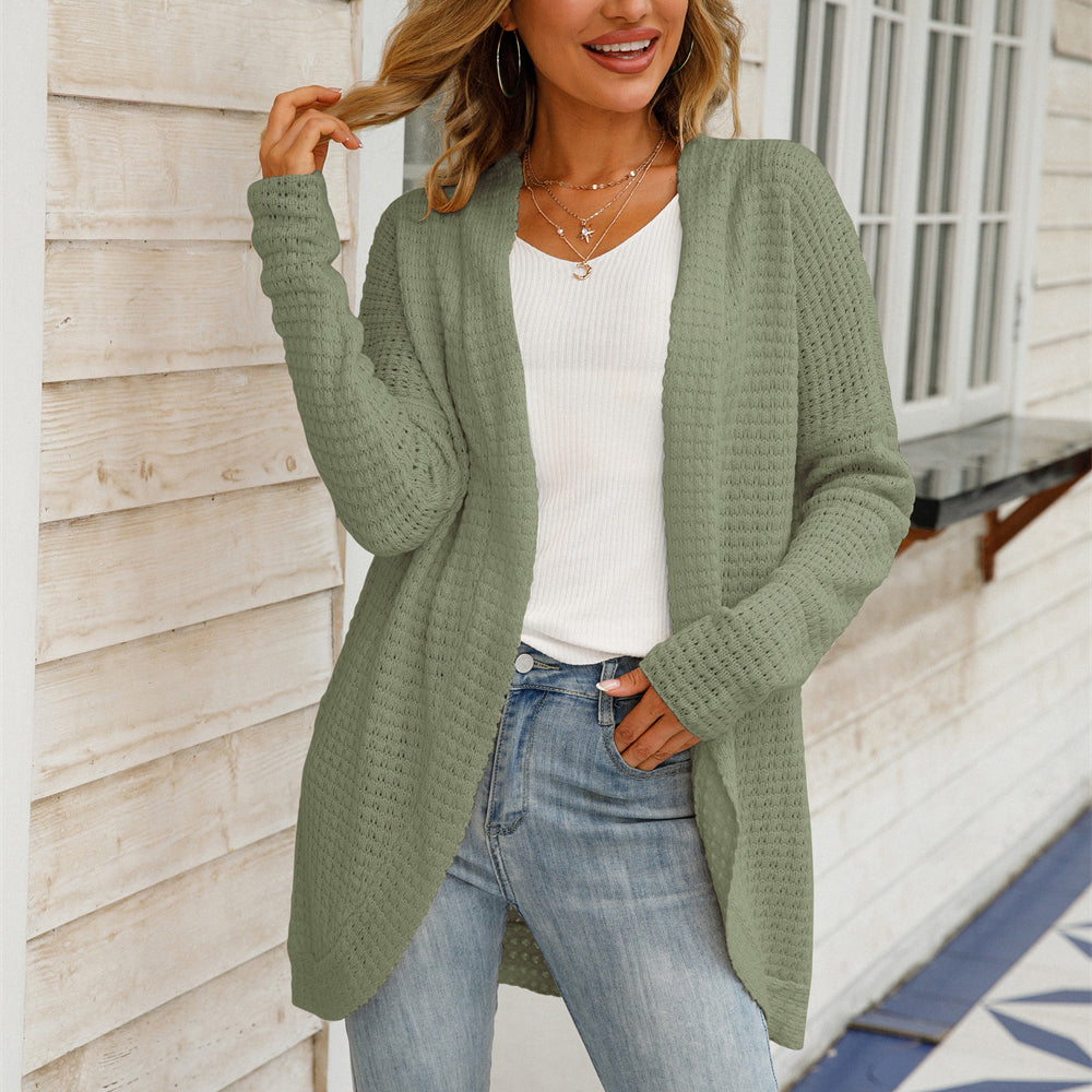 Irregular Knitted Sweater Open-knit Cardigan